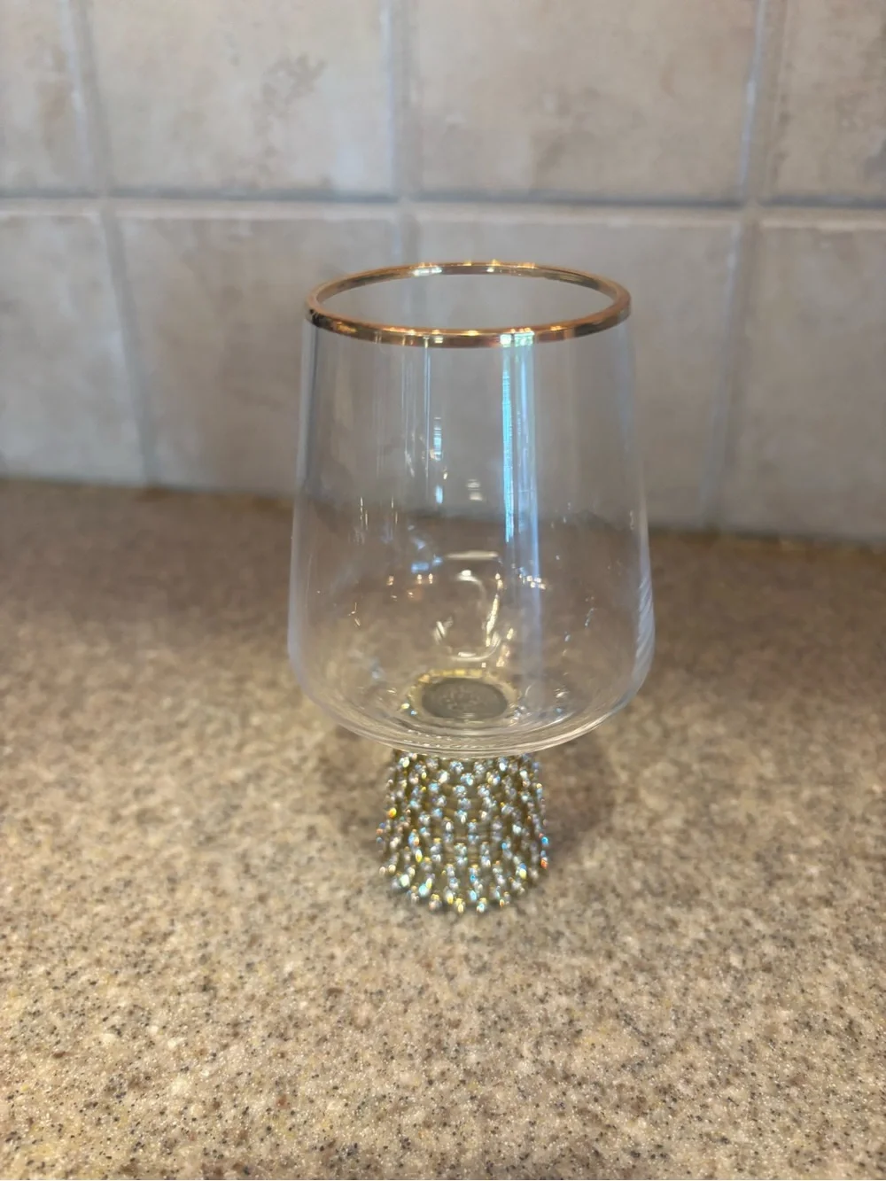 Christian Siriano (set of 4) Rhinestones Decorative Shot Glasses With Gold Rim.